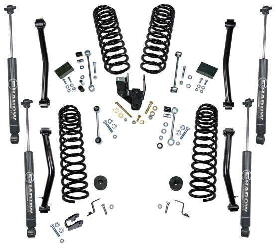 4 in Jeep Lift Kit | Wrangler JLU 4-door | with Shock Extensions, Shadow, Fox 2.0, Fox 2.0 Reservoir, or King 2.0 Shocks Gallery 2